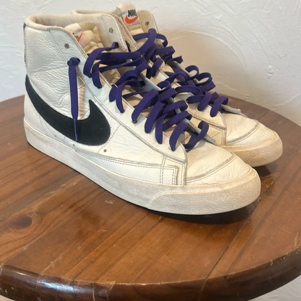 Custom Nike Blazers with Purple Laces Mens 10